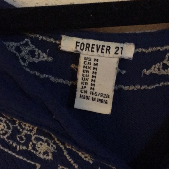 Navy Embroidered Sun Dress Bell Arms Short - Picture 3 of 5